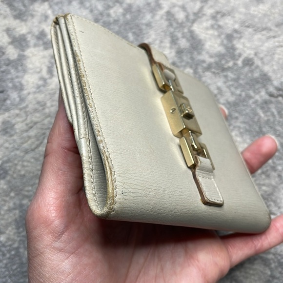 Gucci Leather Piston Lock Jackie Wallet Compact Ivory Gray - Picture 8 of 17